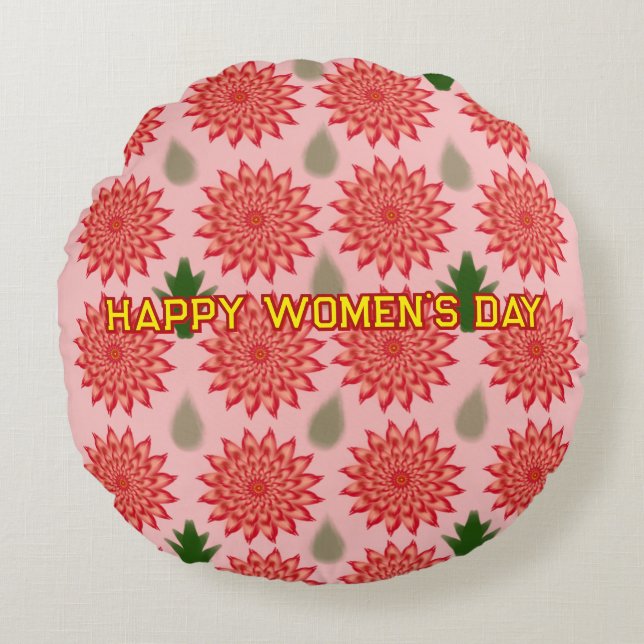 Custom Spring Flower Women's Day PatWrapping Paper Round Cushion (Front)