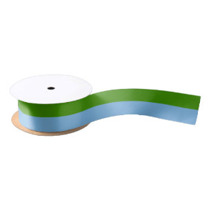 Custom Spring Green and Pastel Denim Blue Satin Ribbon