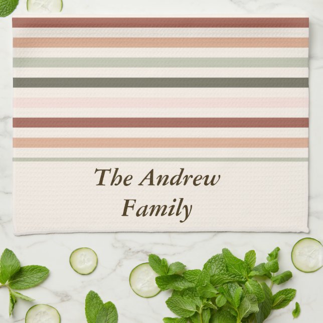 Custom Spring Stripes Boho Easter  Tea Towel (Folded)