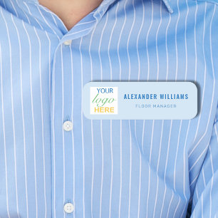 Custom Square Logo and Employee  Name Tag