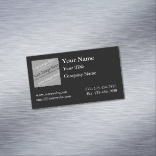 Custom Square Logo Black Background White Text Magnetic Business Card