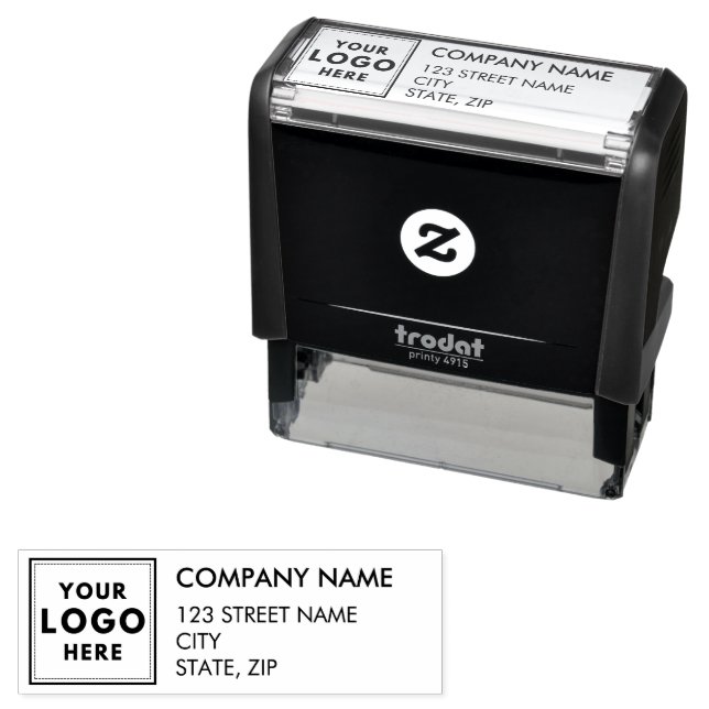 Custom Square Logo Business Company Address Self-inking Stamp (In Situ)