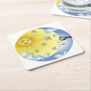 Custom Square Paper Coasters/Sun, Moon and Stars Coaster
