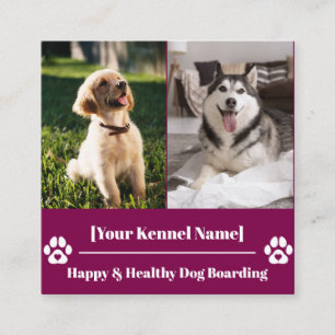 Custom Square Pet Kennel with Paw Print Business Card