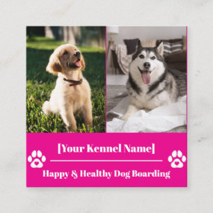 Custom Square Pet Kennel with Paw Print Business Card
