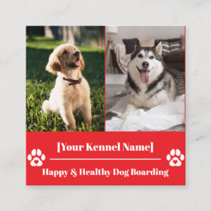 Custom Square Pet Kennel with Paw Print Square Business Card