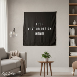Custom Square Tapestry – Black & Personalised