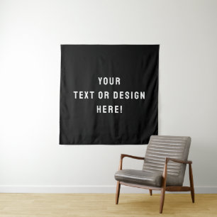 Custom Square Tapestry – Black & Personalized