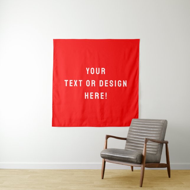 Custom Square Tapestry – Red & Personalised (In Situ)