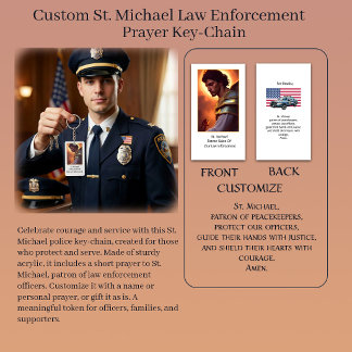 Custom St. Michael Law Enforcement Prayer Key Ring