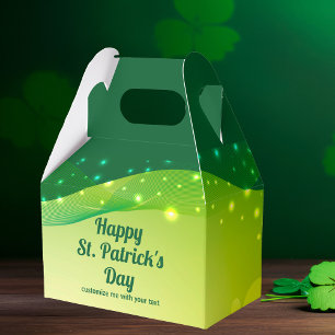 Custom St. Patrick's Day Cool Green Sparkle Party Favour Box