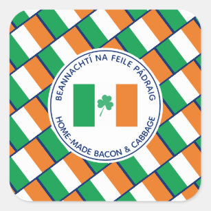 Custom St Patricks Day Home-made Bacon Cabbage Square Sticker