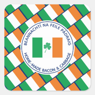 Custom St Patricks Day Home-made Bacon Cabbage Square Sticker