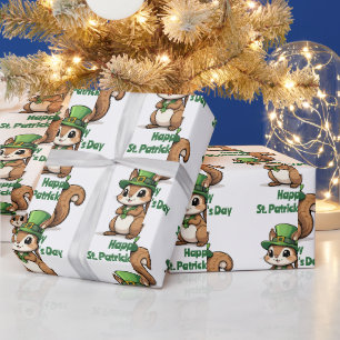 Custom St. Patrick's Day Squirrel with Green Hat Wrapping Paper