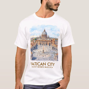 Custom St Peter's Basilica Vatican City Watercolor T-Shirt
