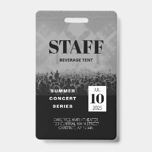 Custom Staff All Access Concert Badge ID Badge