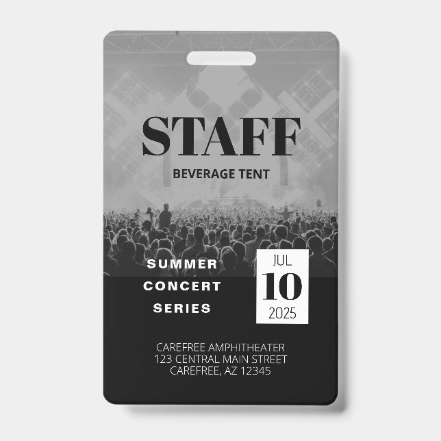 Custom Staff All Access Concert Badge ID Badge (Front)