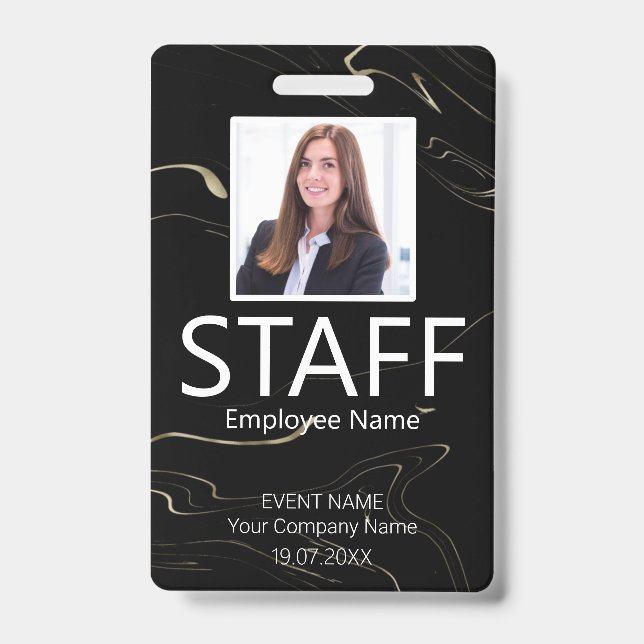 Custom Staff Barcode Event Marbling Badge ID Badge (Front)