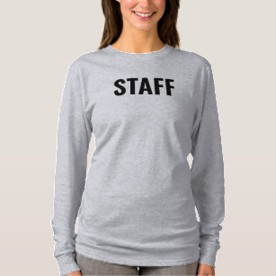 Custom Staff Crew Womens Long Sleeve Grey T-Shirt