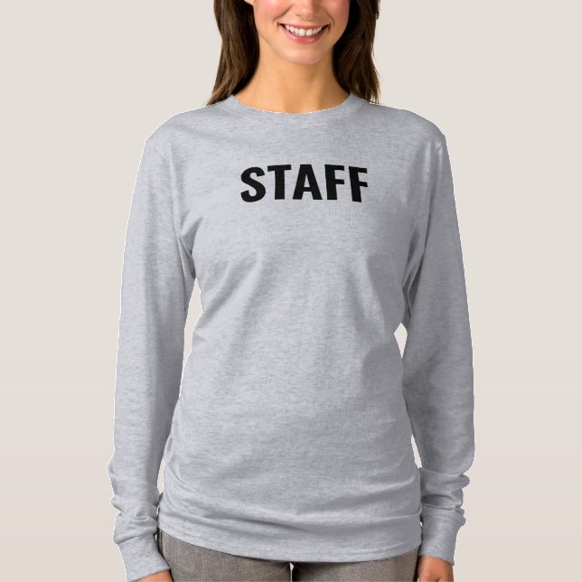 Custom Staff Crew Womens Long Sleeve Grey T-Shirt (Front)