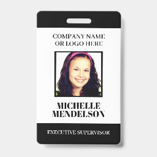 Custom staff employee photo ID tag barcode Badge