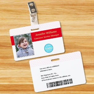 Custom Staff Employee Photo Logo Barcode Name ID ID Badge