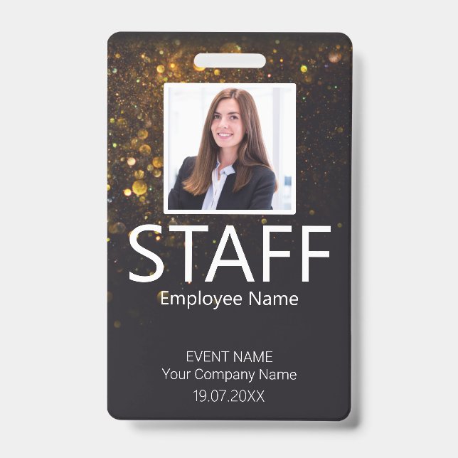Custom Staff Event Barcode Glitter Badge ID Badge (Front)