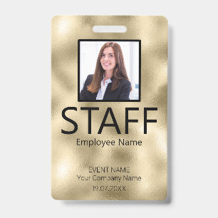 Custom Staff Event Gold Badge ID Badge