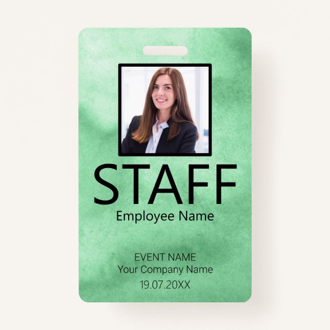 Custom Staff Event Green Badge ID Badge (Front)