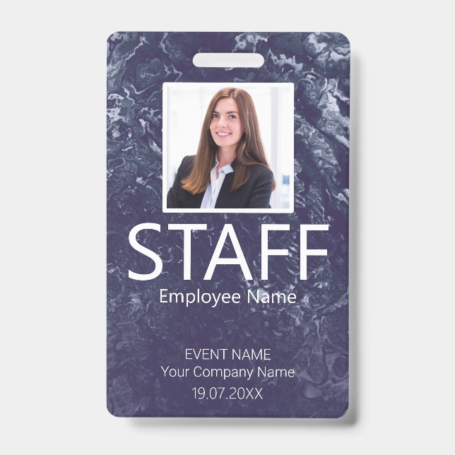 Custom Staff QR Code Event Blue Badge ID Badge (Front)