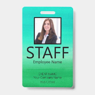 Custom Staff QR Code Event Green Badge ID Badge