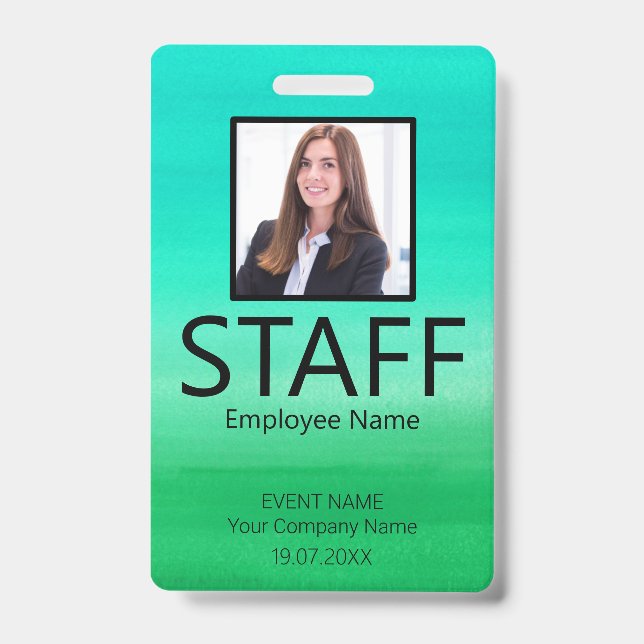 Custom Staff QR Code Event Green Badge ID Badge (Front)