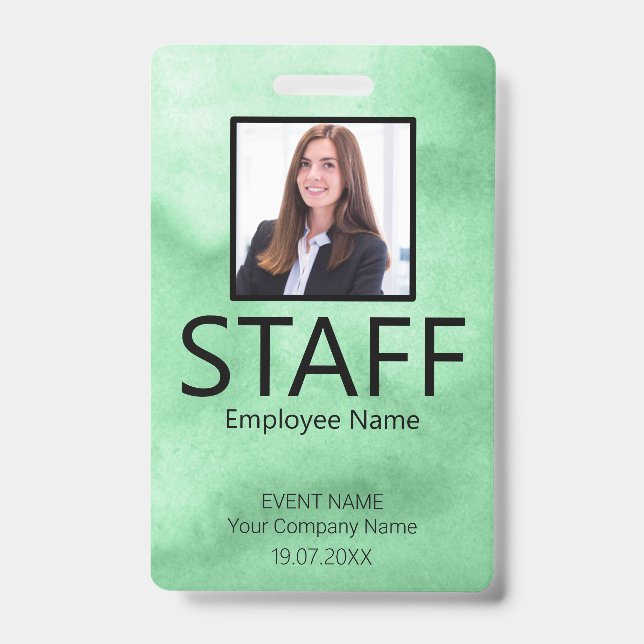 Custom Staff QR Code Event Green Badge ID Badge (Front)