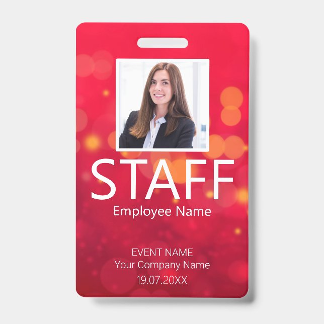 Custom Staff QR Code Event Red Badge ID Badge (Front)