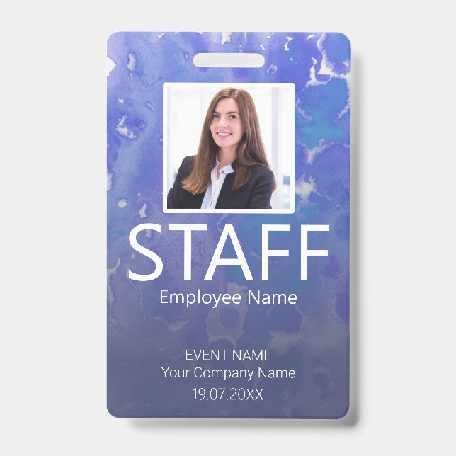 Custom Staff QR Code Event Violet Badge ID Badge (Front)