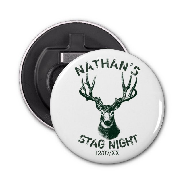 Custom Stag Night Antlers Keepsake Bottle Opener (Front)