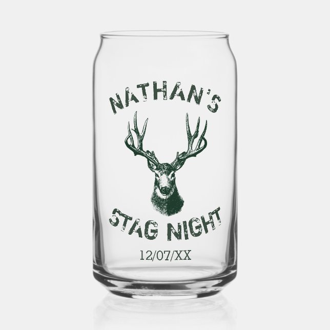 Custom Stag Night Antlers Personalised Can Glass (Front)