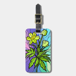Custom Stain Glass Daisy Luggage Tag