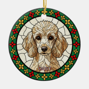 Custom Stained glass effect DOG'S name Christmas Ceramic Tree Decoration