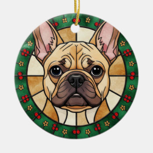 custom Stained glass effect DOG'S name Christmas Ceramic Tree Decoration