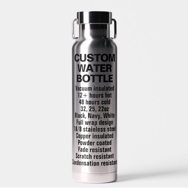 Custom Stainless Steel & Copper Vacuum Bottle (Front)