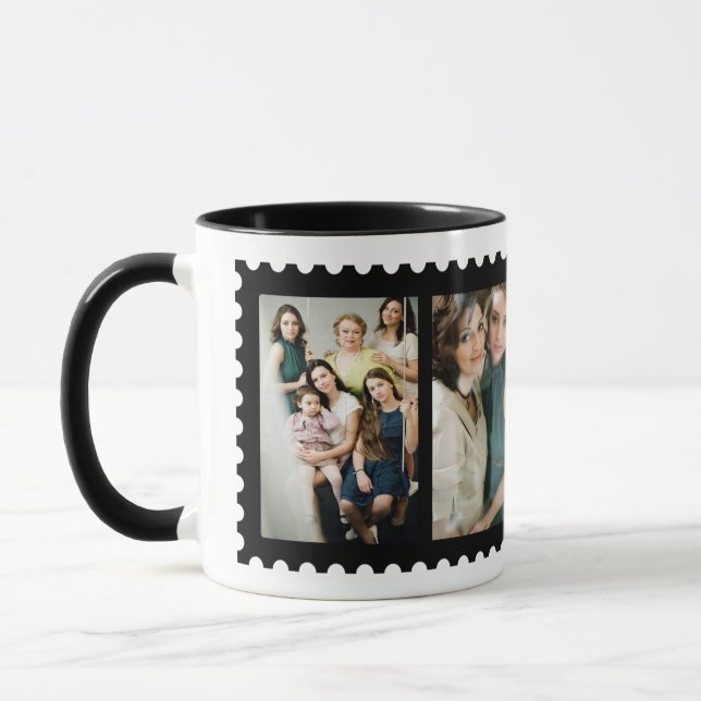 Custom Stamp Frame 4 Family Photo Mug (Left)