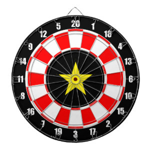 Custom Star Image on Black, Red & White Dartboard