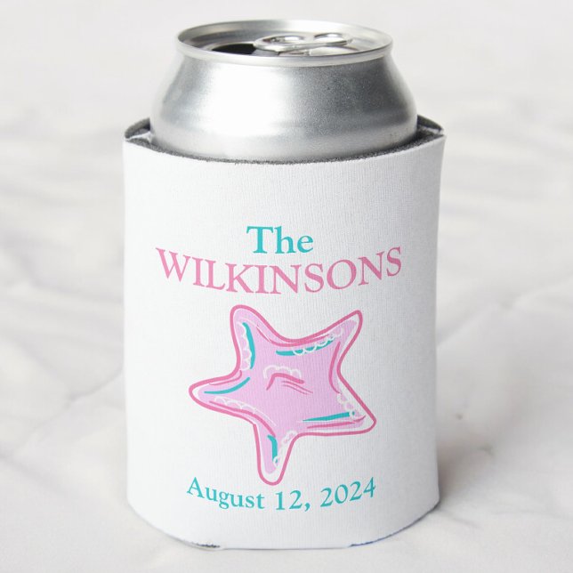 Custom Starfish Beach Wedding Destination Favour  Can Cooler (Creator Uploaded)