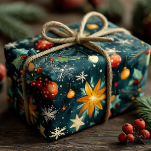 Custom Starry Christmas Ornaments Wrapping Paper