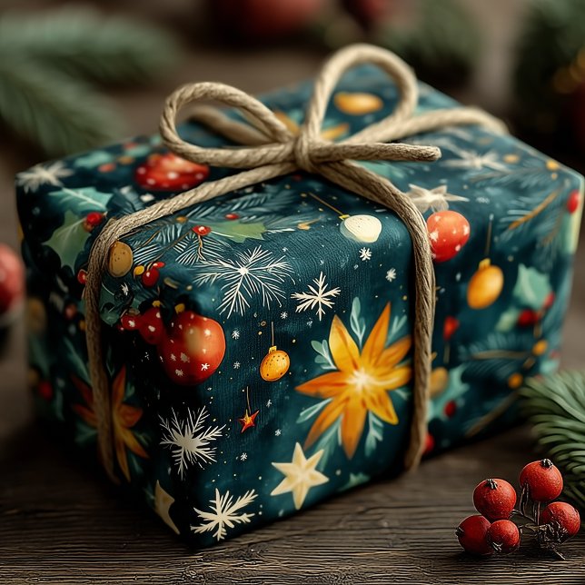 Custom Starry Christmas Ornaments Wrapping Paper (Creator Uploaded)