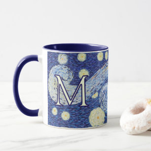 Custom Starry Night Monogram Vincent Van Gogh Art Mug