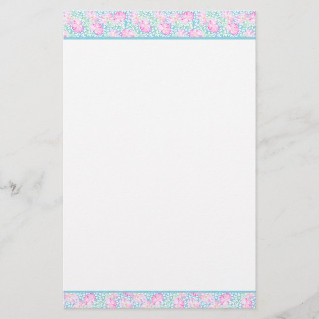 Custom Stationery, Notepaper Roses and Butterflies Stationery (Front)