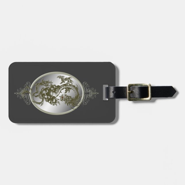 Custom Steel Dragon Luggage Tag (Front Horizontal)