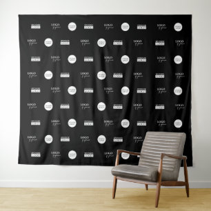 Custom step and repeat 3 Sponsor white logos  Tapestry